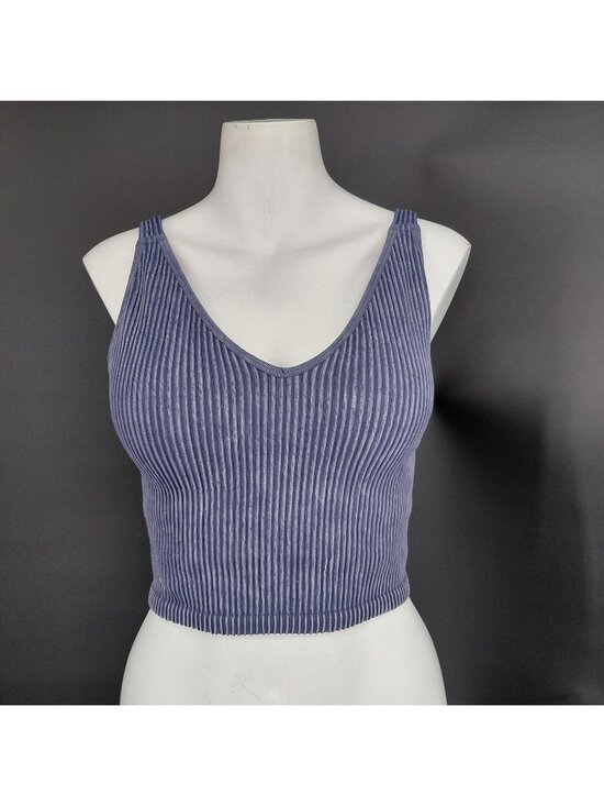 90 Degree By Reflex Tops - 90 Degree Reflex Sports Bra Crop Top Womens Medium Blue Seamless Alamo Ribbed